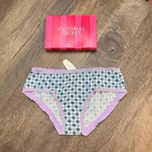 NWT Victoria's Secret geo print purple Ruffle Trim Cotton hiphugger Panties XS